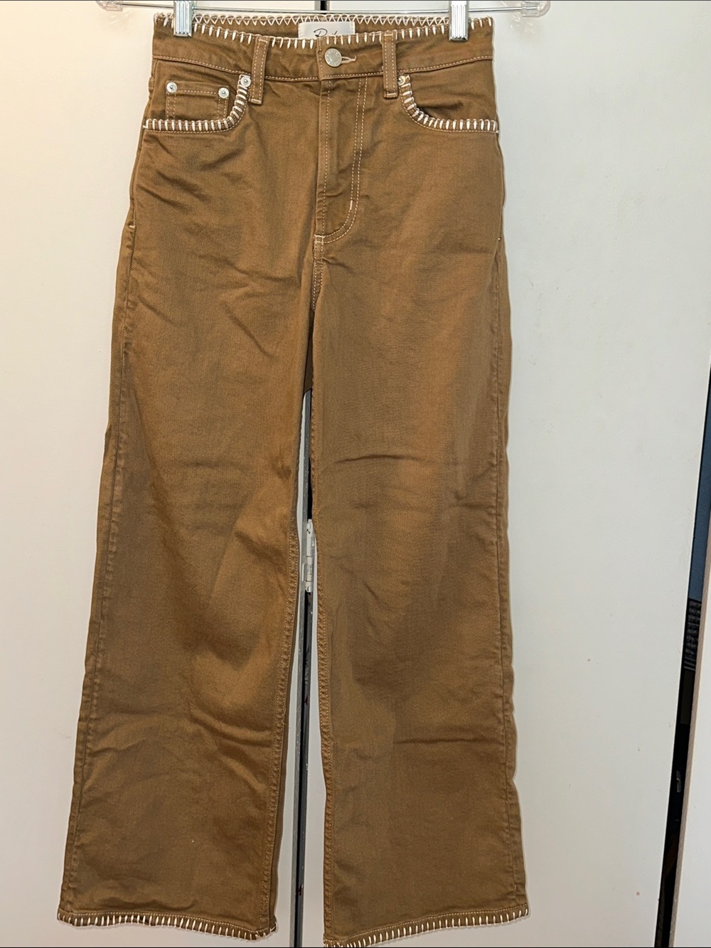 Rails Brown Cropped Ankle Jeans with Contrast Stitching